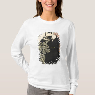 A worthy man ushers a young woman into his T-Shirt