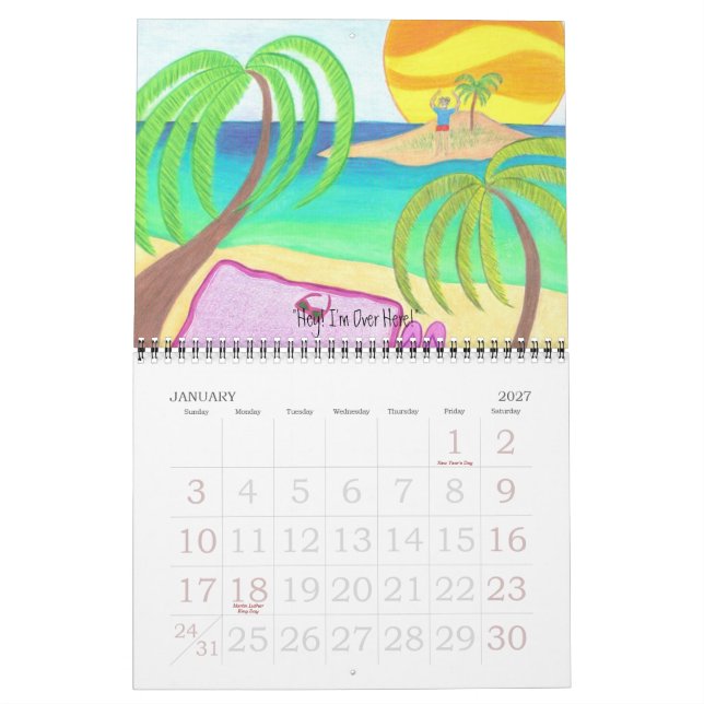 A Year at the Beach Calendar (Jan 2027)