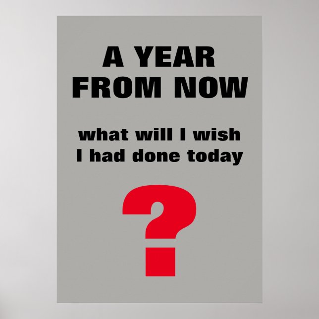 A Year From Now - Motivational Inspirational Quote Poster (Front)