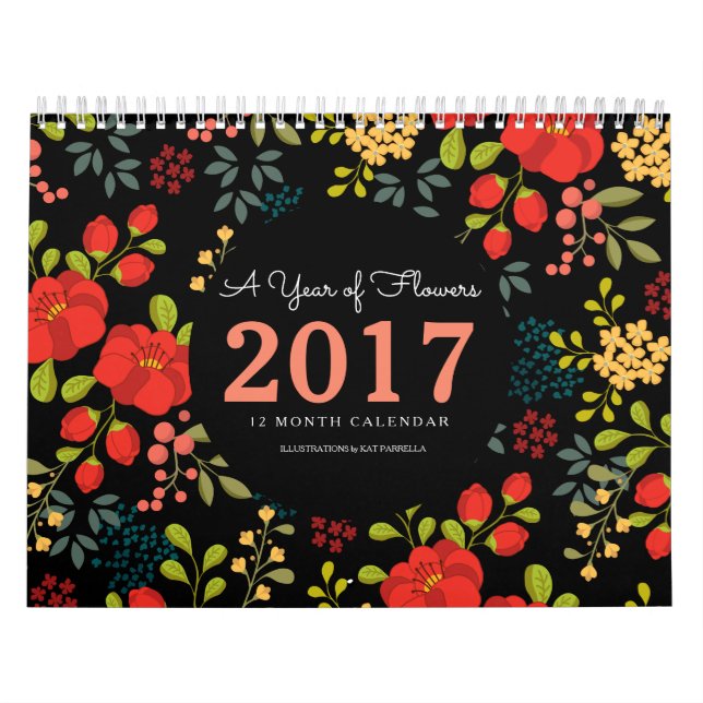 A Year of Flowers Illustrated Pages Calendar (Cover)
