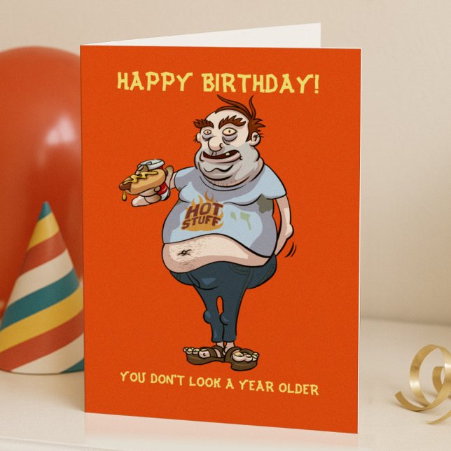 A Year Older Couch Potato Cartoon Card (Creator Uploaded)