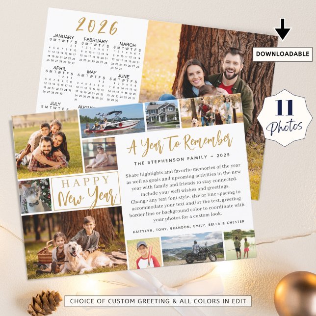 A Year To Remember 12 Photo 2026 Calendar Holiday Card (Creator Uploaded)