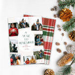 A Year To Remember 8 Photo Collage Christmas Holiday Card<br><div class="desc">Celebrate the season with this 8 photo Holiday collage greeting card to share with all your friends and family. "A year to remember" text design in green. Perfect simple modern card for the new year!  personalise with your Christmas photos,  holiday greeting and family name.</div>