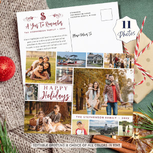 A Year To Remember HAPPY HOLIDAYS 11 Photo Collage Holiday Postcard