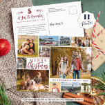 A Year To Remember MERRY CHRISTMAS 11 Photo Holiday Postcard<br><div class="desc">Unique photo collage holiday greeting postcard featuring 11 pictures in a variety of shapes and sizes, an editable MERRY CHRISTMAS greeting in a modern hand-lettered calligraphy typography and family name and year shown in a customisable red colour you can easily change to coordinate with your photos on the front and...</div>