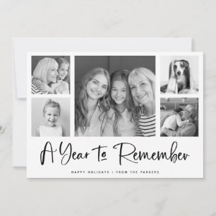 A Year to Remember Minimalist Photo Grid Holiday Card