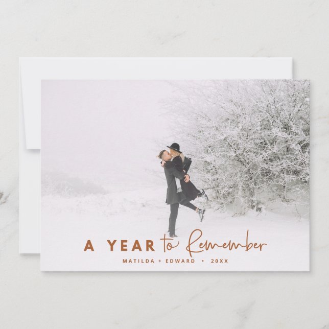 A year to remember modern minimal photo card (Front)