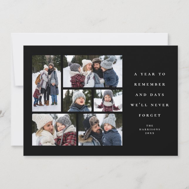 A year to remember sentimental photo collage holiday card (Front)