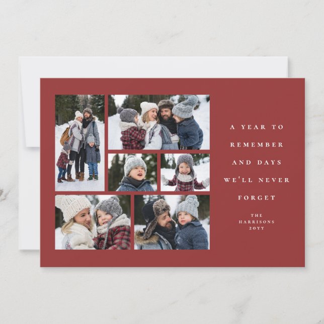 A year to remember sentimental photo collage holiday card (Front)