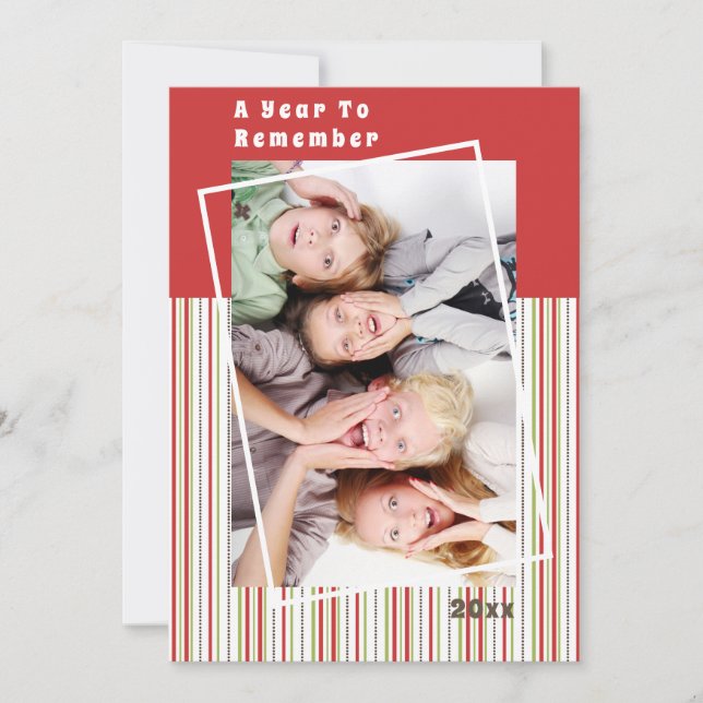 A Year to Remember Stripe Christmas Holiday Photo (Front)