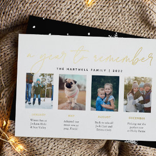 A Year to Remember Year in Review Photo Collage Foil Holiday Card