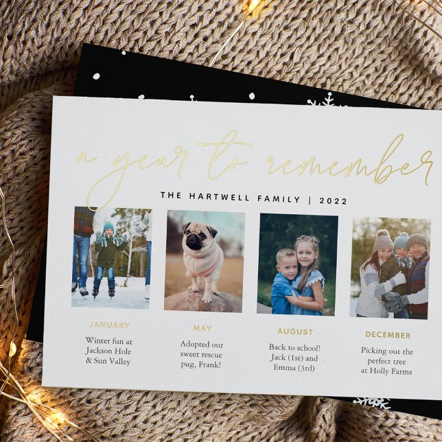 A Year to Remember | Year in Review Photo Collage Foil Holiday Card (Creator Uploaded)