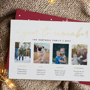 A Year to Remember   Year in Review Photo Collage Foil Holiday Card