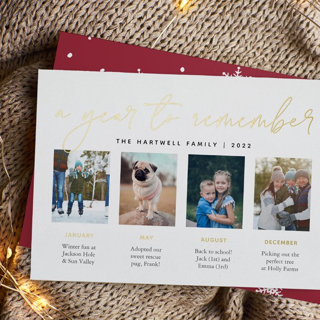 A Year to Remember | Year in Review Photo Collage Foil Holiday Card (Creator Uploaded)
