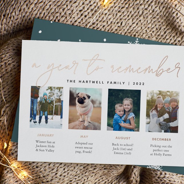 A Year to Remember | Year in Review Photo Collage Foil Holiday Card (Creator Uploaded)