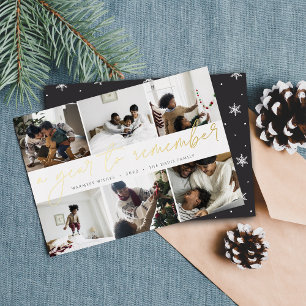 A Year to Remember Year in Review Photo Collage Foil Holiday Card