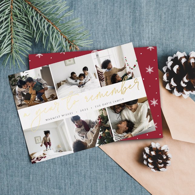 A Year to Remember | Year in Review Photo Collage Foil Holiday Card (Creator Uploaded)