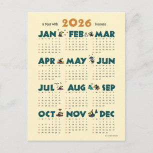 A Year with Toucans: Calendar 2026 Holiday Postcard