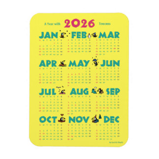 A Year with Toucans: Calendar 2026-Yマグネットカード Magnet