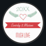 A Years Review Family Christmas Holiday Classic Round Sticker<br><div class="desc">A Simple Modern Red Black and White Design. This Sticker has several matching products. The design features a modern folk art style with black and white combined with red and green holiday colours. A Years Review Family Christmas Holiday Set Includes Stickers, Wrap Around Address Labels, Standard Address Labels, Custom Personalised...</div>