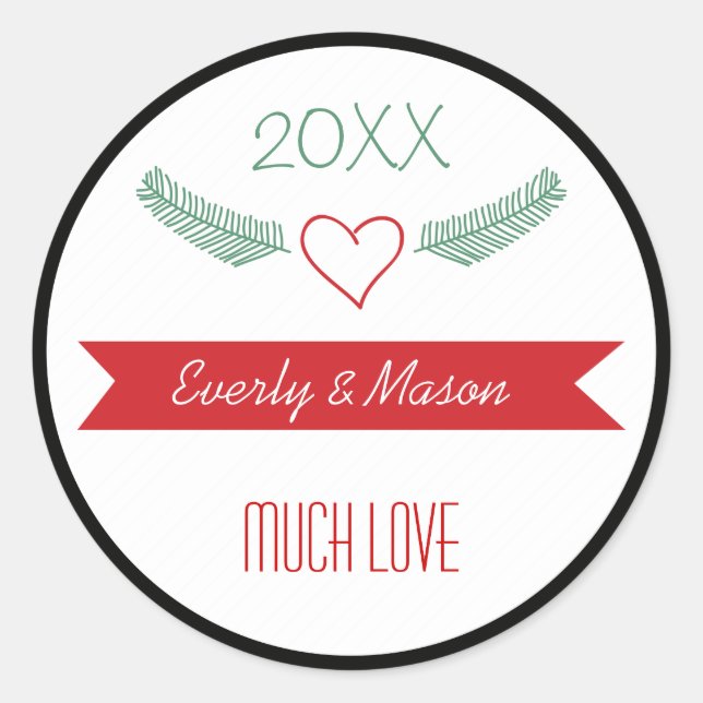 A Years Review Family Christmas Holiday Classic Round Sticker (Front)