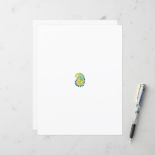 a yellow and green paisley with leaves and flowers