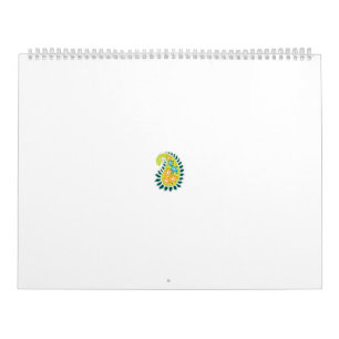 a yellow and green paisley with leaves and flowers calendar