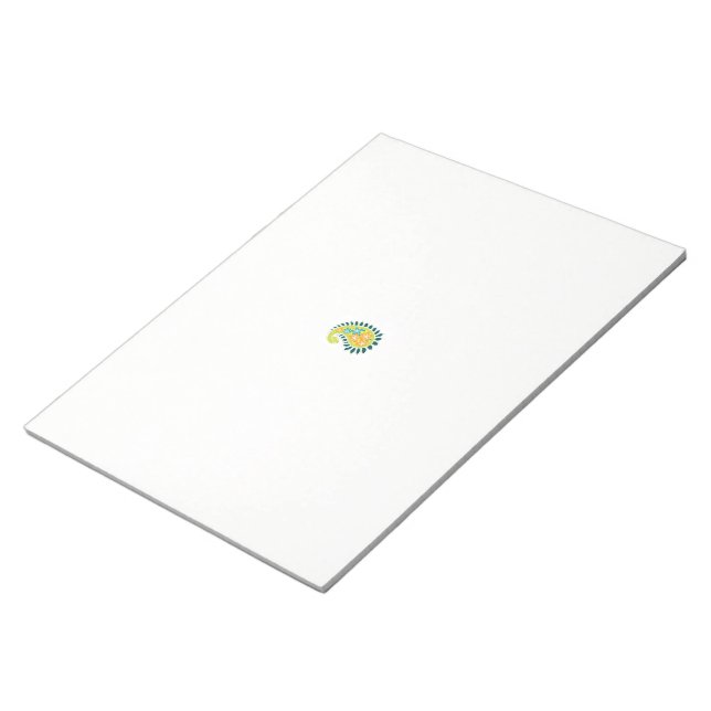 a yellow and green paisley with leaves and flowers notepad (Angled)