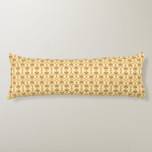 a yellow and white background with an intricate de body cushion