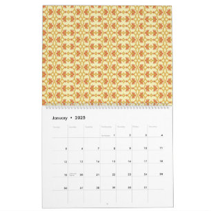 a yellow and white background with an intricate de calendar