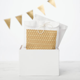 a yellow and white background with an intricate de favour bag