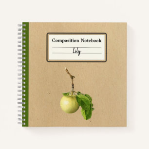 A Yellow Apple With Leaves Personalised Comp Notebook