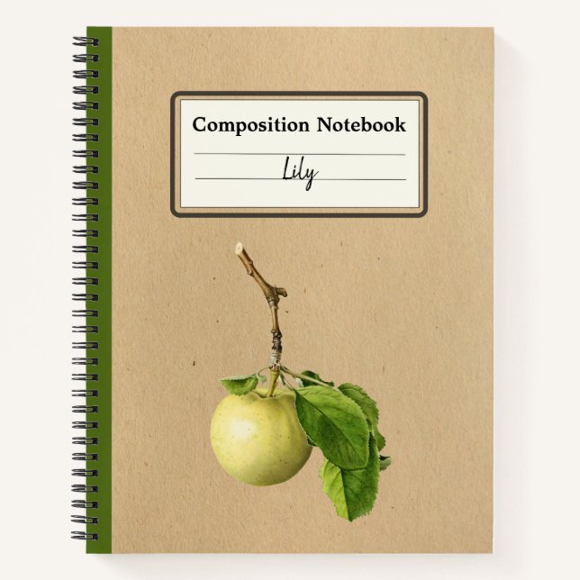 A Yellow Apple With Leaves Personalised Comp Notebook (Front)