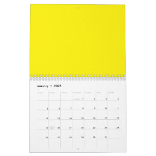 a yellow background with a black border calendar