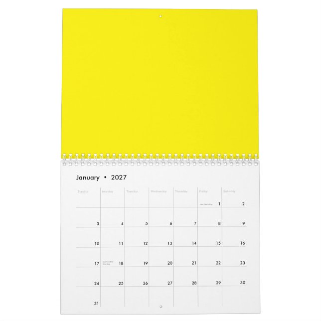a yellow background with a black border calendar (Jan 2027)