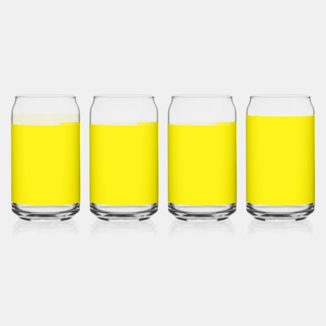 a yellow background with a black border can glass (Front)