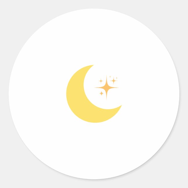 A Yellow crescent design for Ramadan Classic Round Sticker (Front)