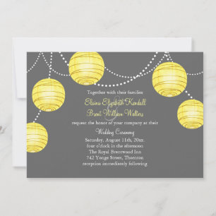 A Yellow & Grey Party Lanterns Wedding Invitation