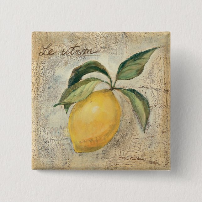 A Yellow Lemon Fruit 15 Cm Square Badge (Front)