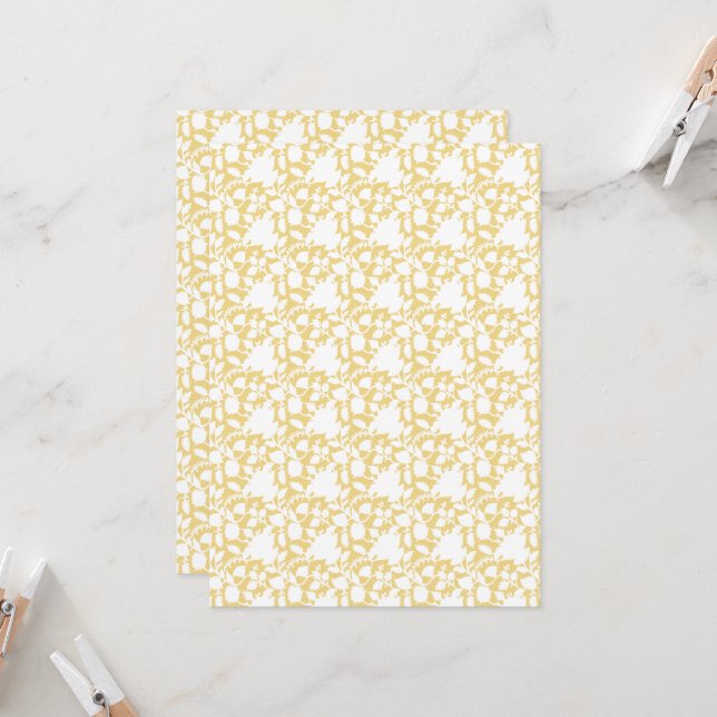 A yellow rug with a repeating motif pattern resemb invitation (Front/Back In Situ)