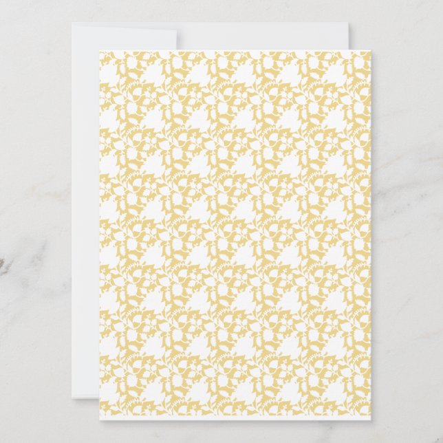 A yellow rug with a repeating motif pattern resemb invitation (Front)