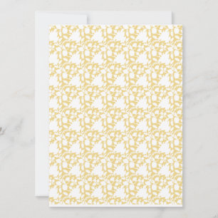 A yellow rug with a repeating motif pattern resemb invitation