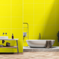 A yellow square centred on a clean white backgrou