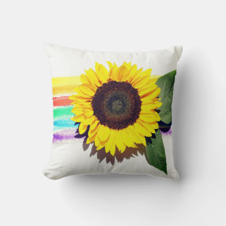  A yellow sun flower colourful floarl white Cushion