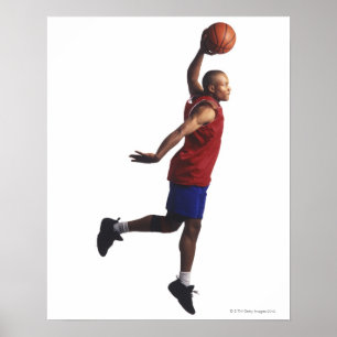 a young adult male basketball player flies poster
