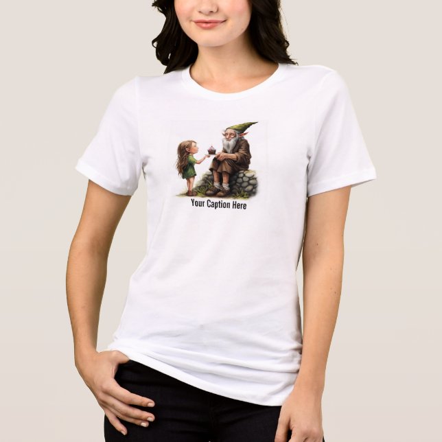 A Young Elf Sharing her Cupcake Tri-Blend Shirt (Front)