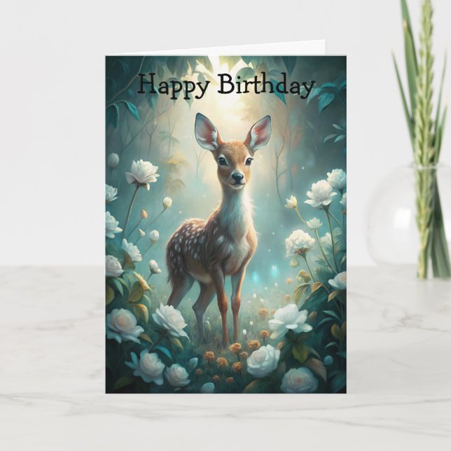 A Young Fawn Birthday Card (Front)