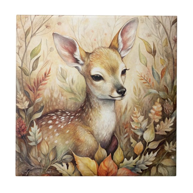 A Young Fawn Ceramic Tile (Front)