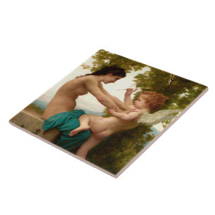 A Young Girl Defending Herself Against Eros Ceramic Tile