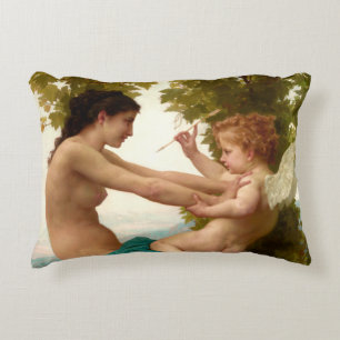 A Young Girl Defending Herself Against Eros Decorative Cushion